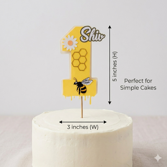 Honey Bee Small Cake Topper – Handcrafted Party Decoration