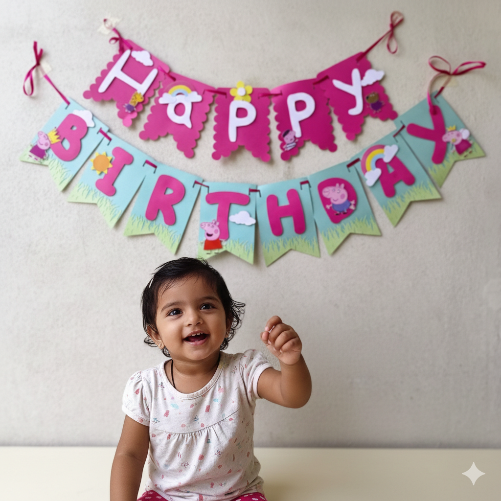 Handcrafted Peppa Pig Birthday Banner - Personalized Party Déco