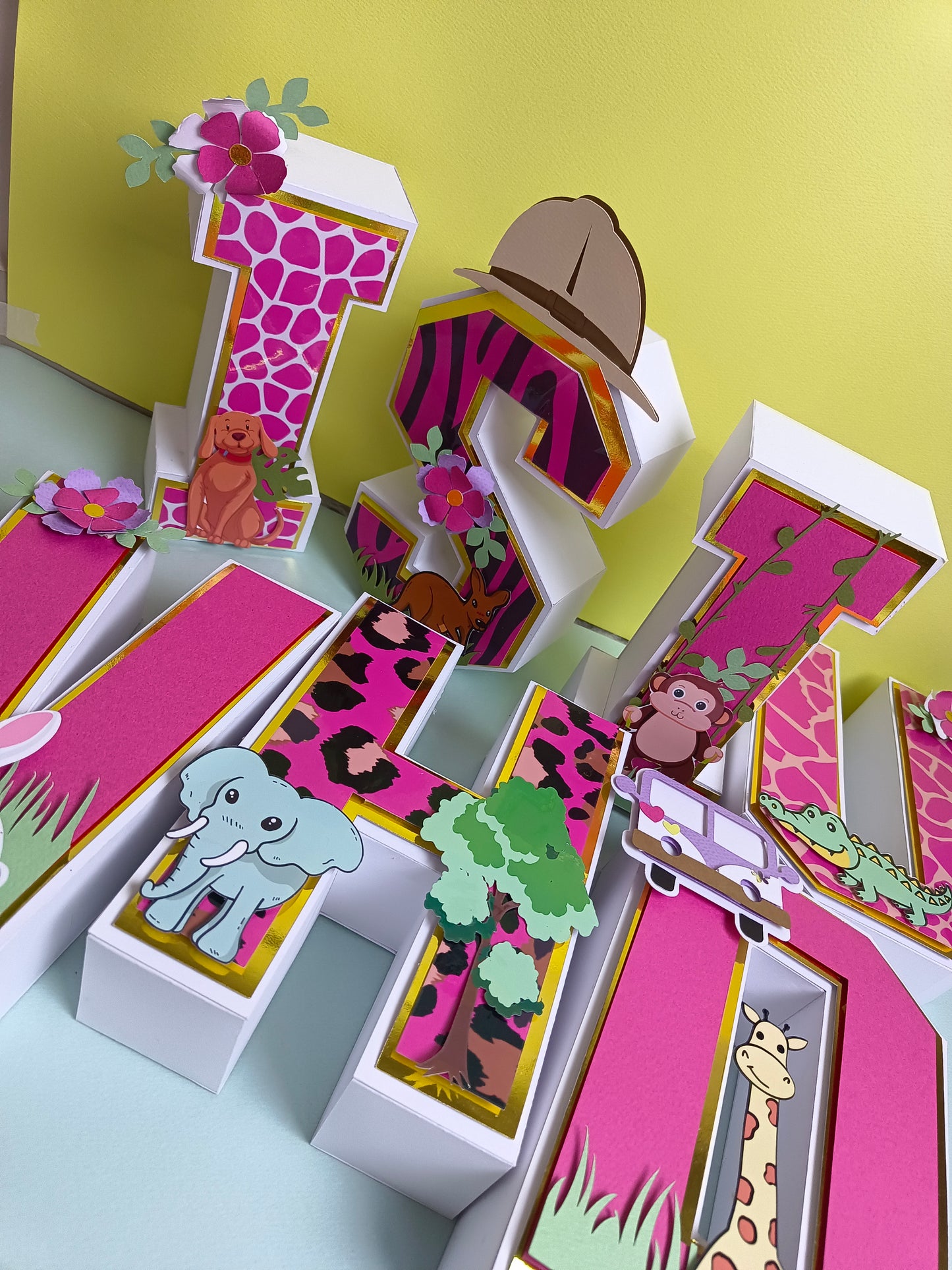 Jungle 3D Name Letters for Girl - Customizable Birthday Decoration