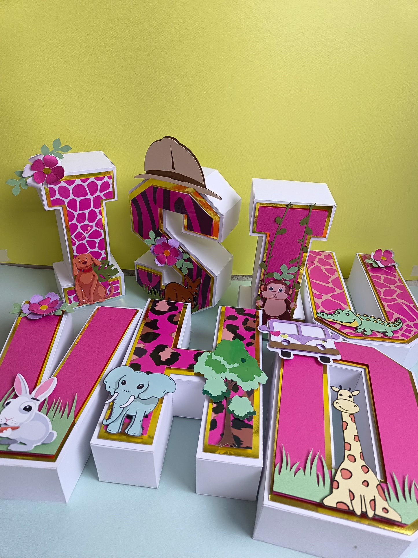 Jungle 3D Name Letters for Girl - Customizable Birthday Decoration