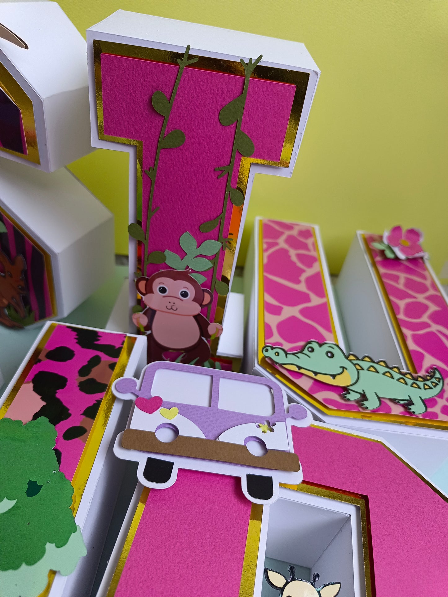 Jungle 3D Name Letters for Girl - Customizable Birthday Decoration