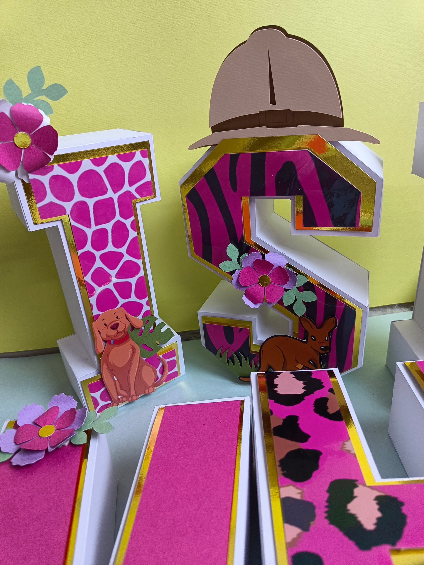 Jungle 3D Name Letters for Girl - Customizable Birthday Decoration