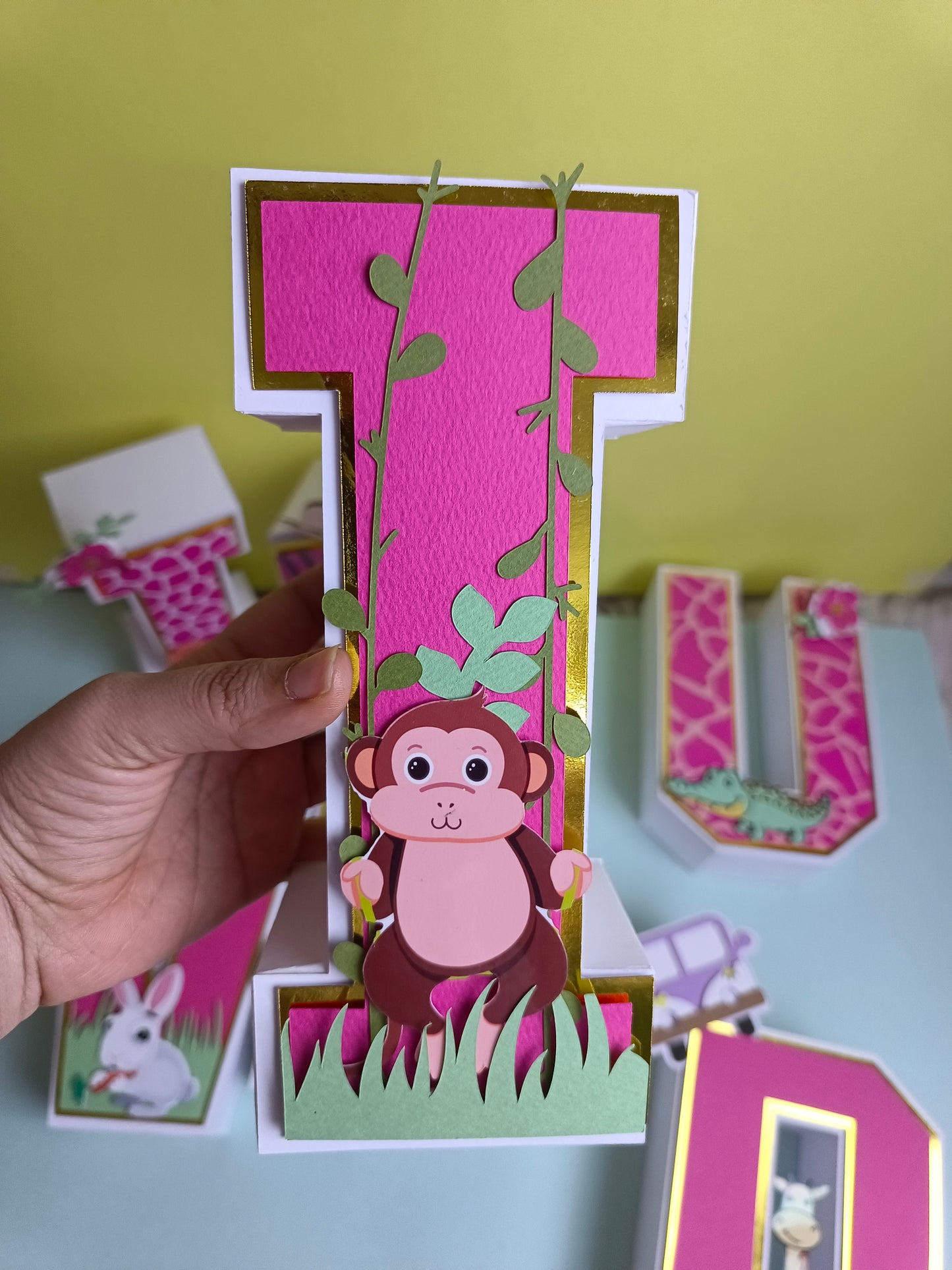 Jungle 3D Name Letters for Girl - Customizable Birthday Decoration