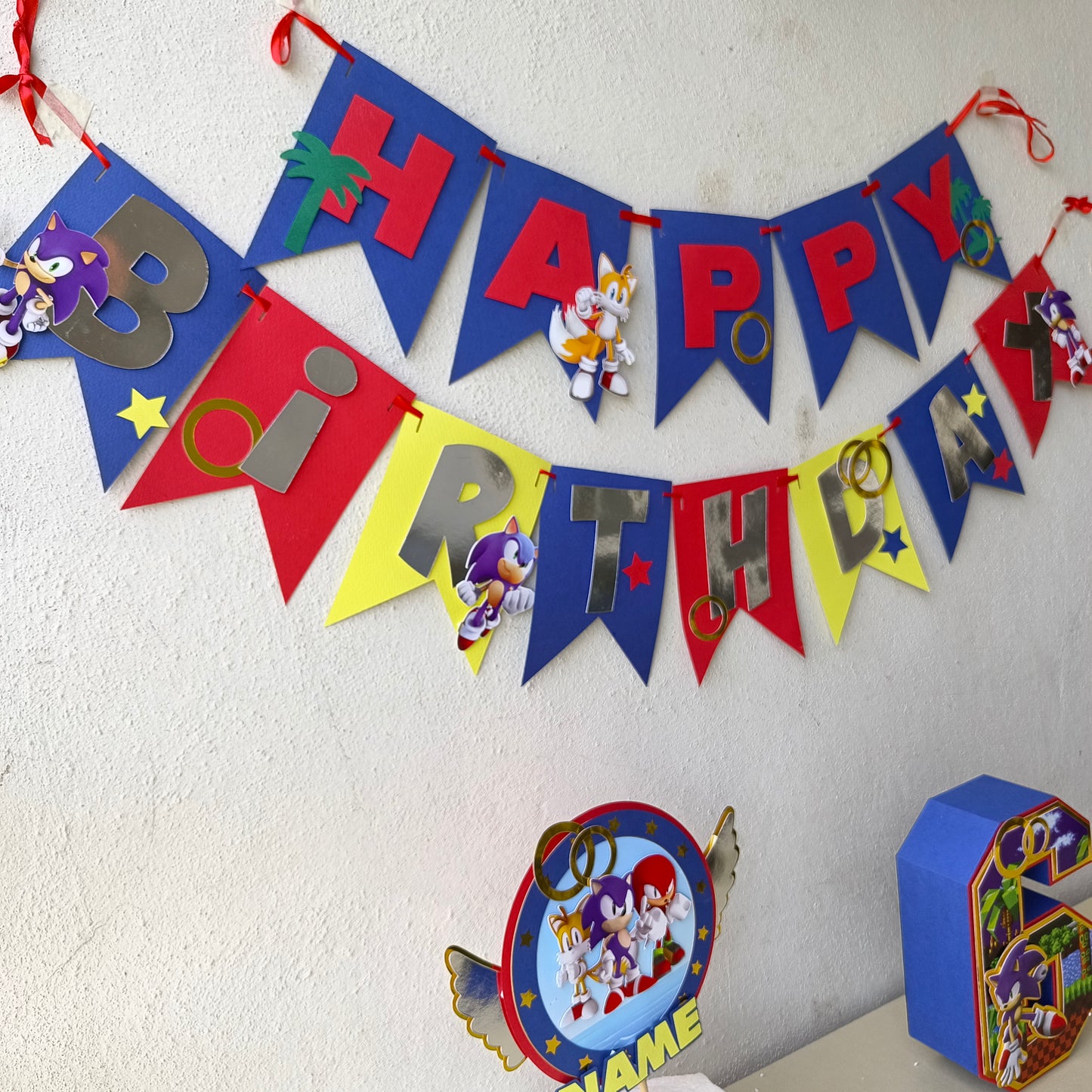 Handcrafted Sonic the Hedgehog Birthday Banner - Personalized Party Décor