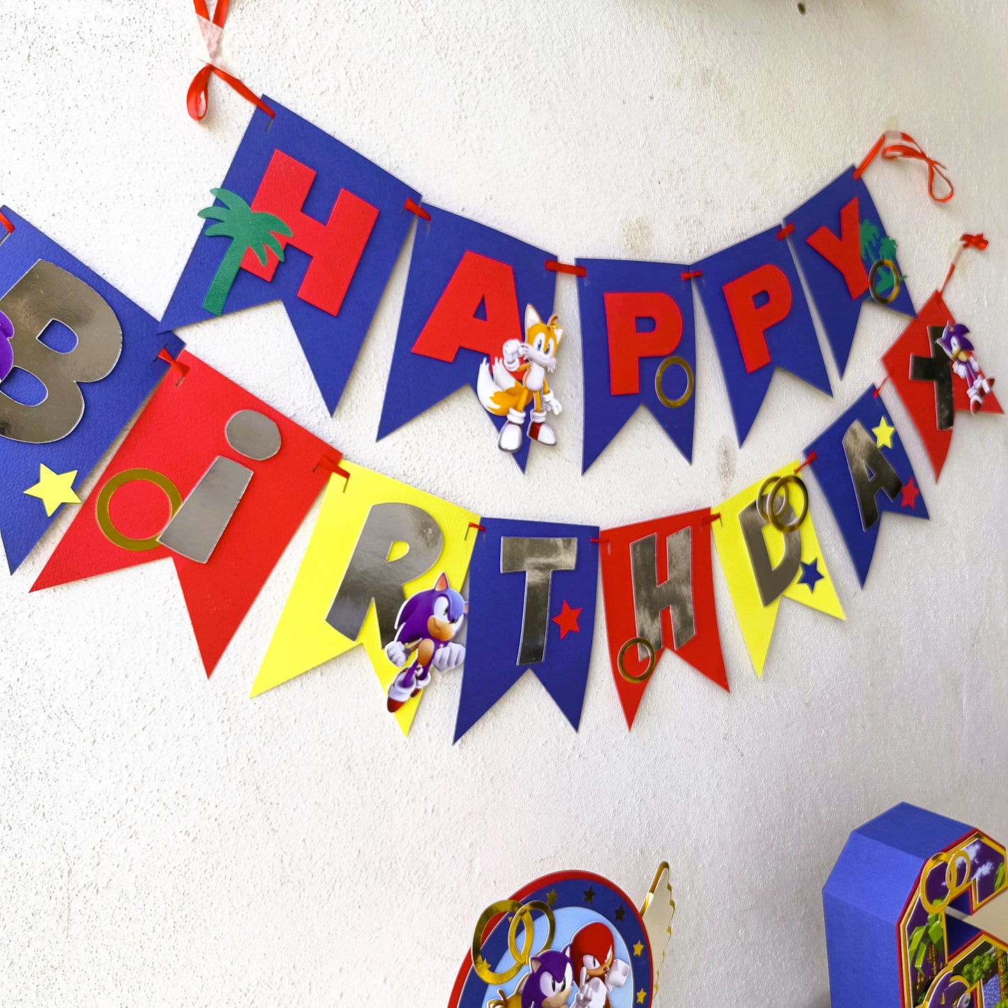 Handcrafted Sonic the Hedgehog Birthday Banner - Personalized Party Décor