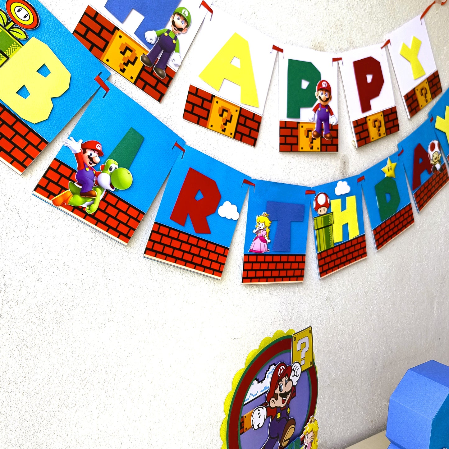 Handcrafted Super Mario Birthday Banner - Personalized Party Décor
