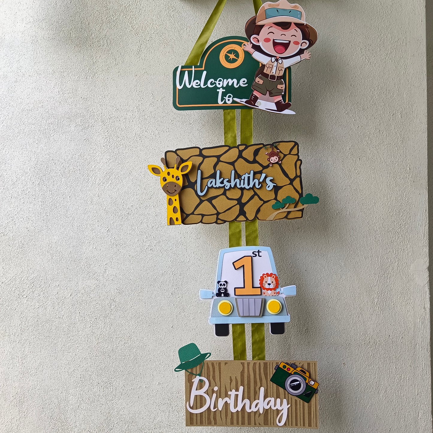 Handcrafted Jungle Welcome Banner - Safari Party Decoration