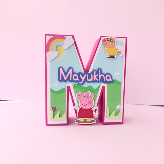 Peppa Pig 3D Letter Birthday Decoration - Customizable with Name or Age
