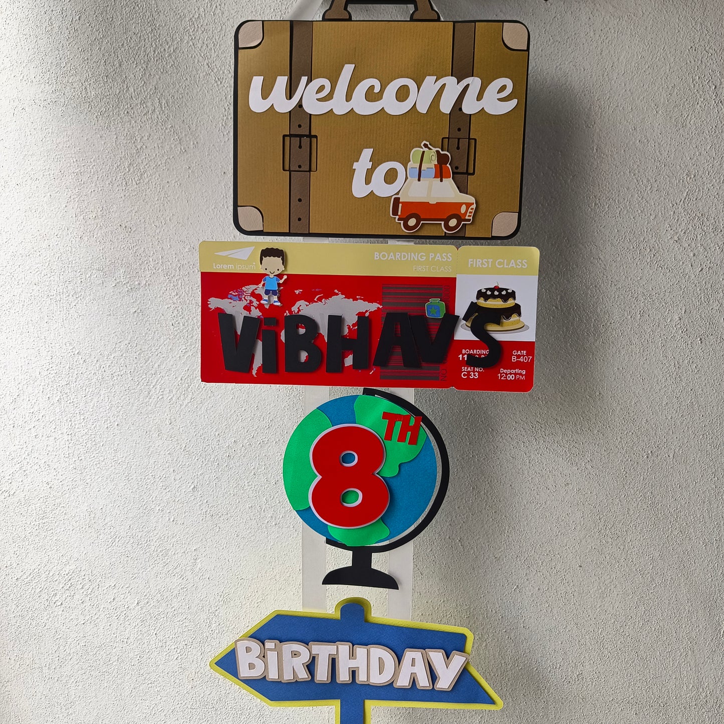 Travel Theme Welcome Banner - Handcrafted Party Decoration