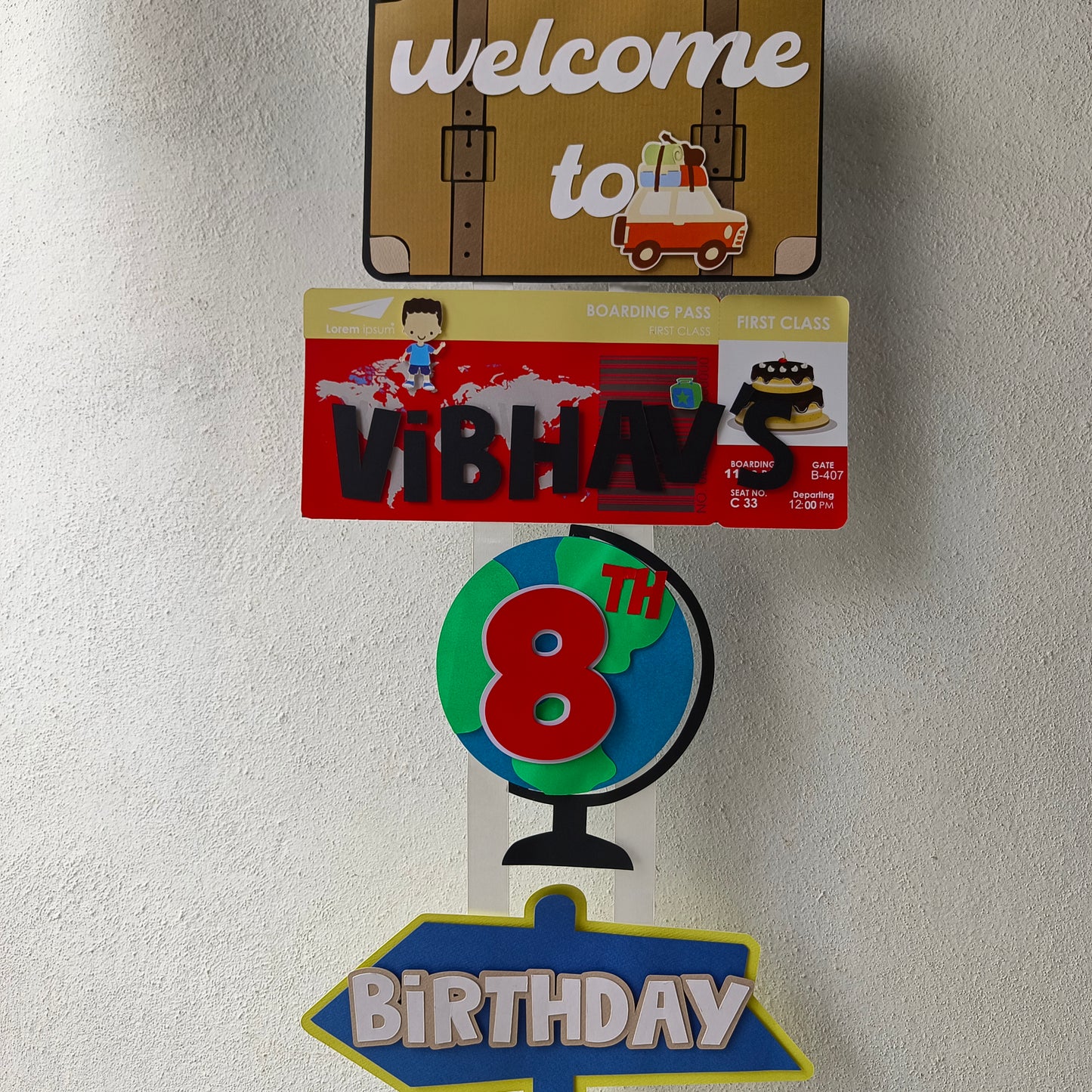 Travel Theme Welcome Banner - Handcrafted Party Decoration