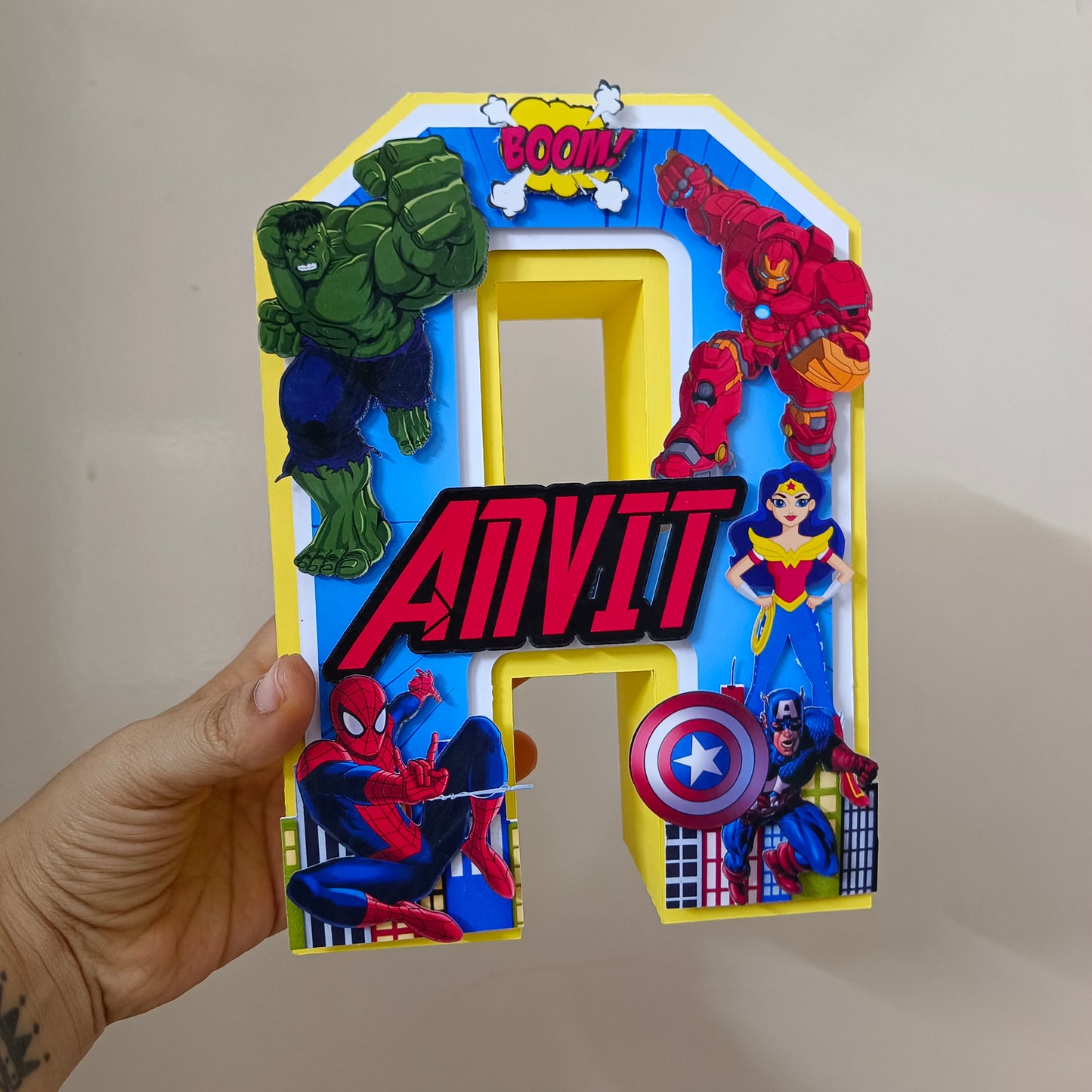 Superhero 3D Letter Birthday Decoration - Customizable Name