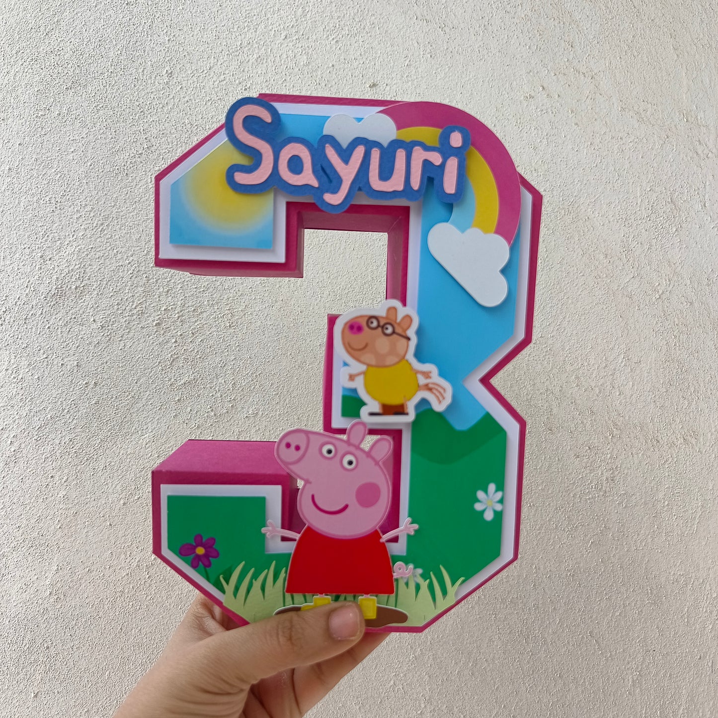 Peppa Pig 3D Letter Birthday Decoration - Customizable with Name or Age