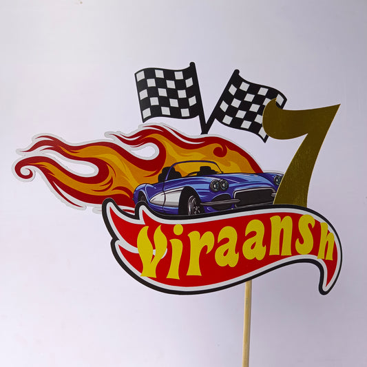 Handcrafted Hot Wheels Cake Topper - Customizable with Name and Age