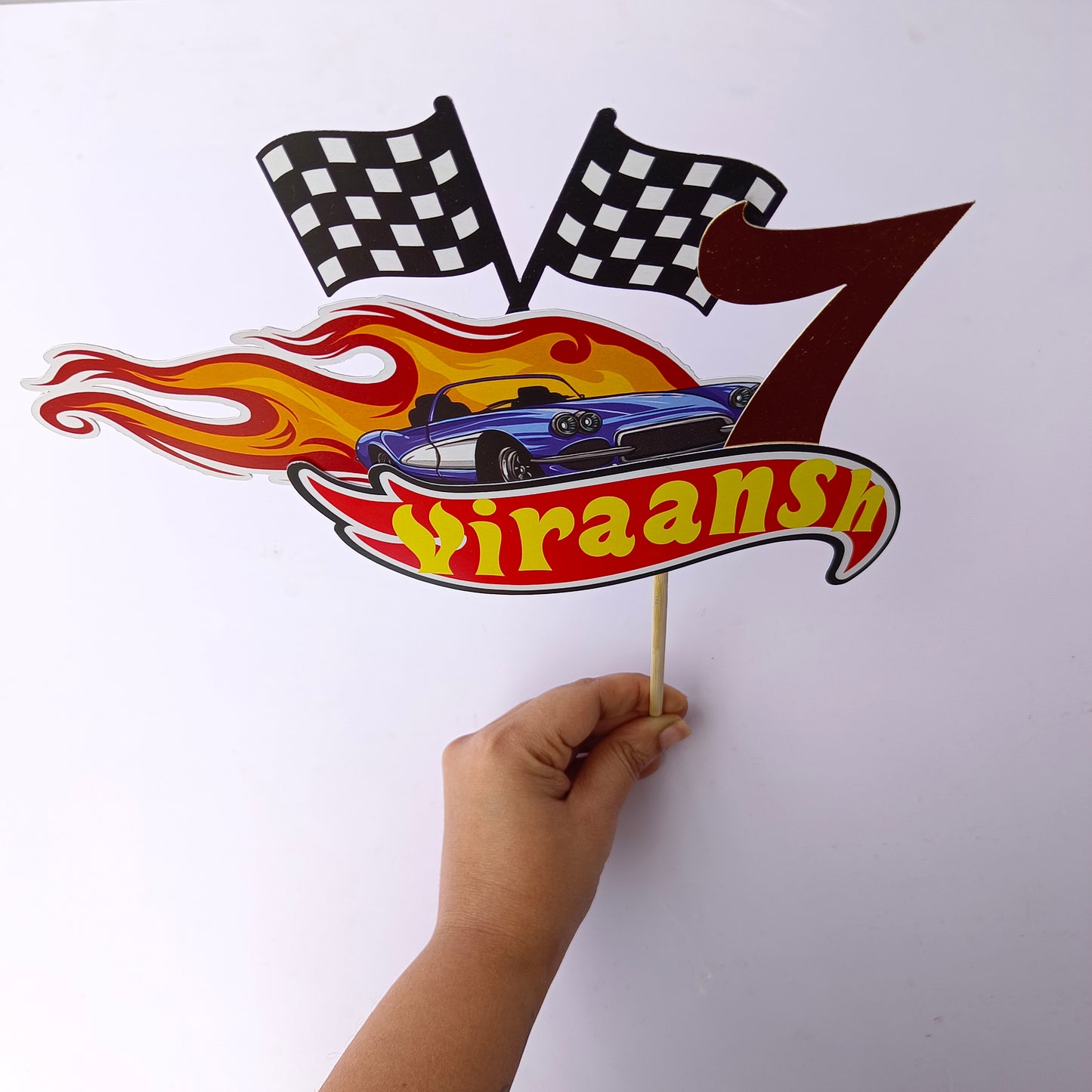 Handcrafted Hot Wheels Cake Topper - Customizable with Name and Age