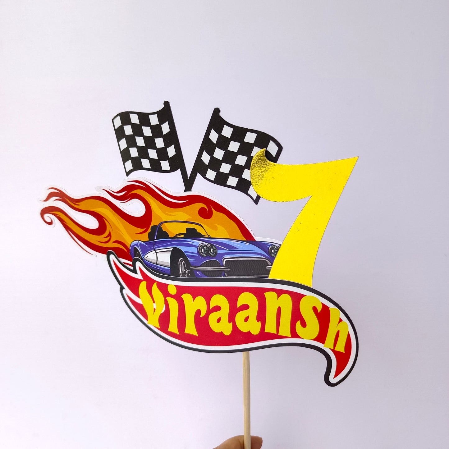 Handcrafted Hot Wheels Cake Topper - Customizable with Name and Age