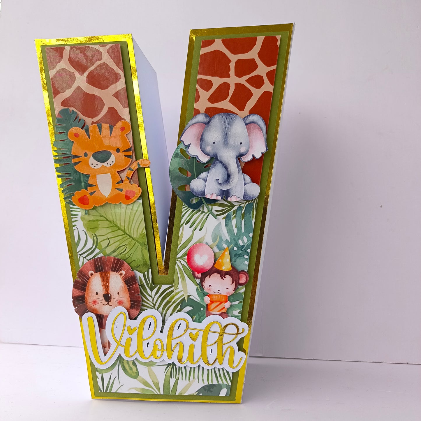 Jungle 3D Letter Birthday Decoration - Customizable with Name or Age