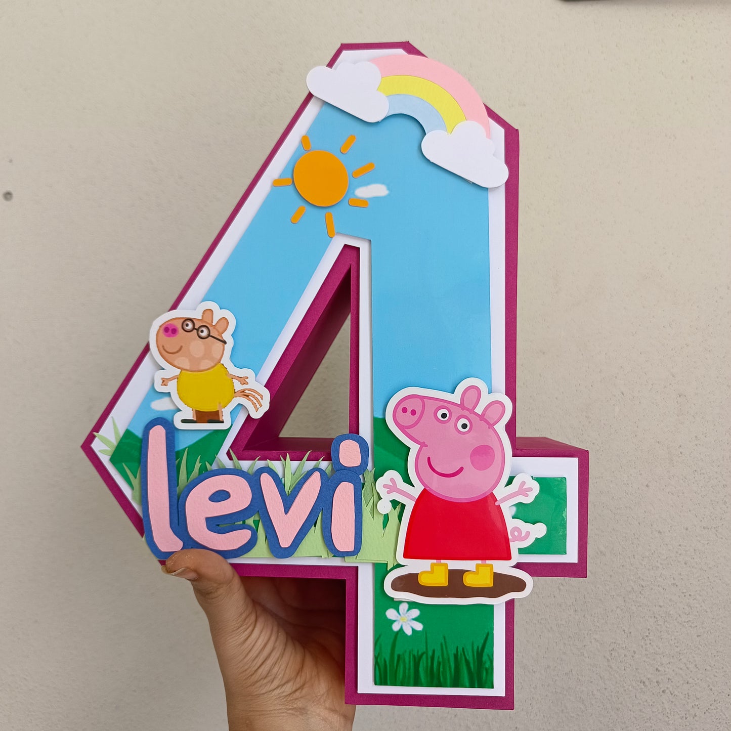 Peppa Pig 3D Letter Birthday Decoration - Customizable with Name or Age