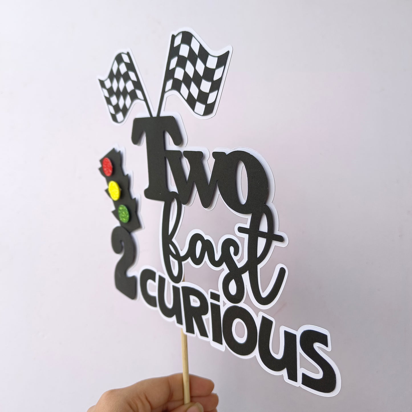 Two Fast 2 Curious Car Cake Topper - Handcrafted Party Decoration