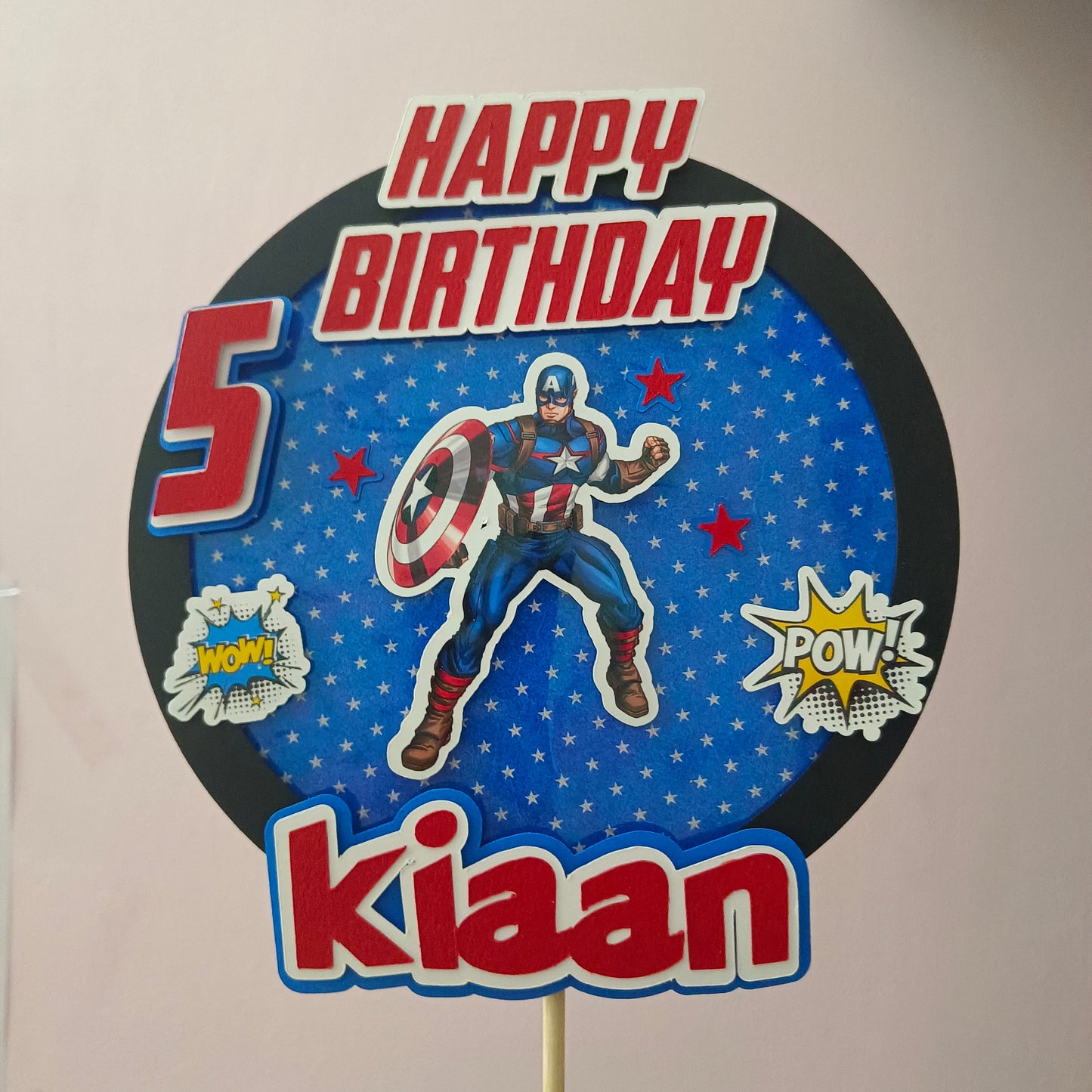 Captain America Cake Topper - Customizable with Name and Age