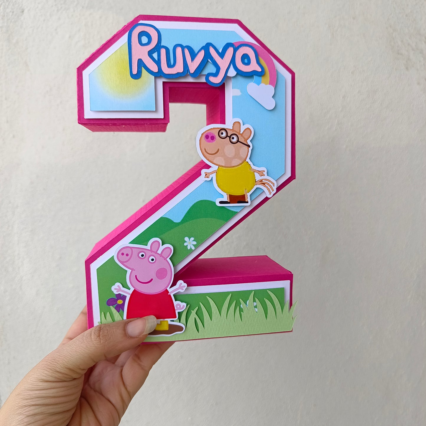 Peppa Pig 3D Letter Birthday Decoration - Customizable with Name or Age