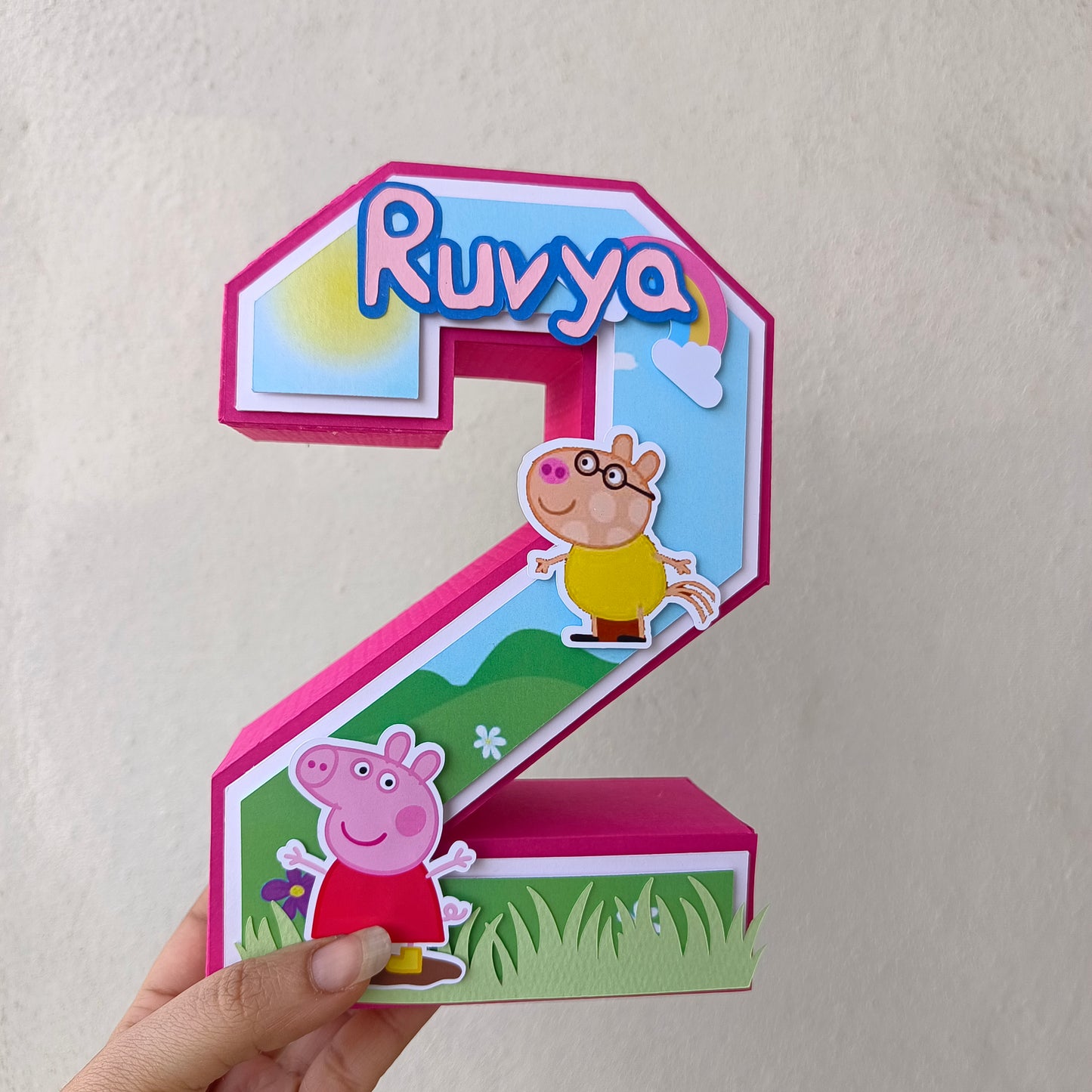 Peppa Pig 3D Letter Birthday Decoration - Customizable with Name or Age