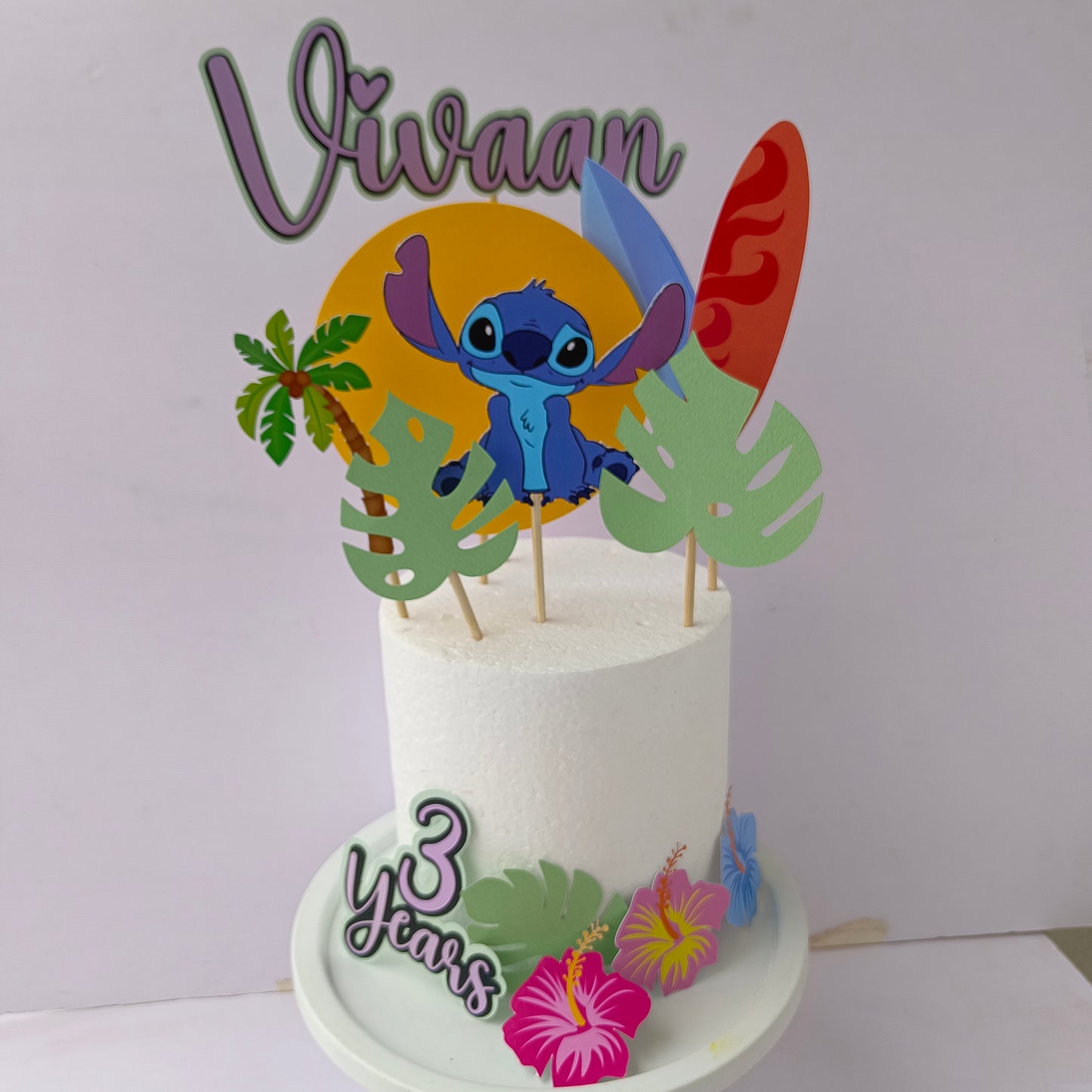 Stitch Cake Topper - Custom Name & Age - Handcrafted Party Decoration