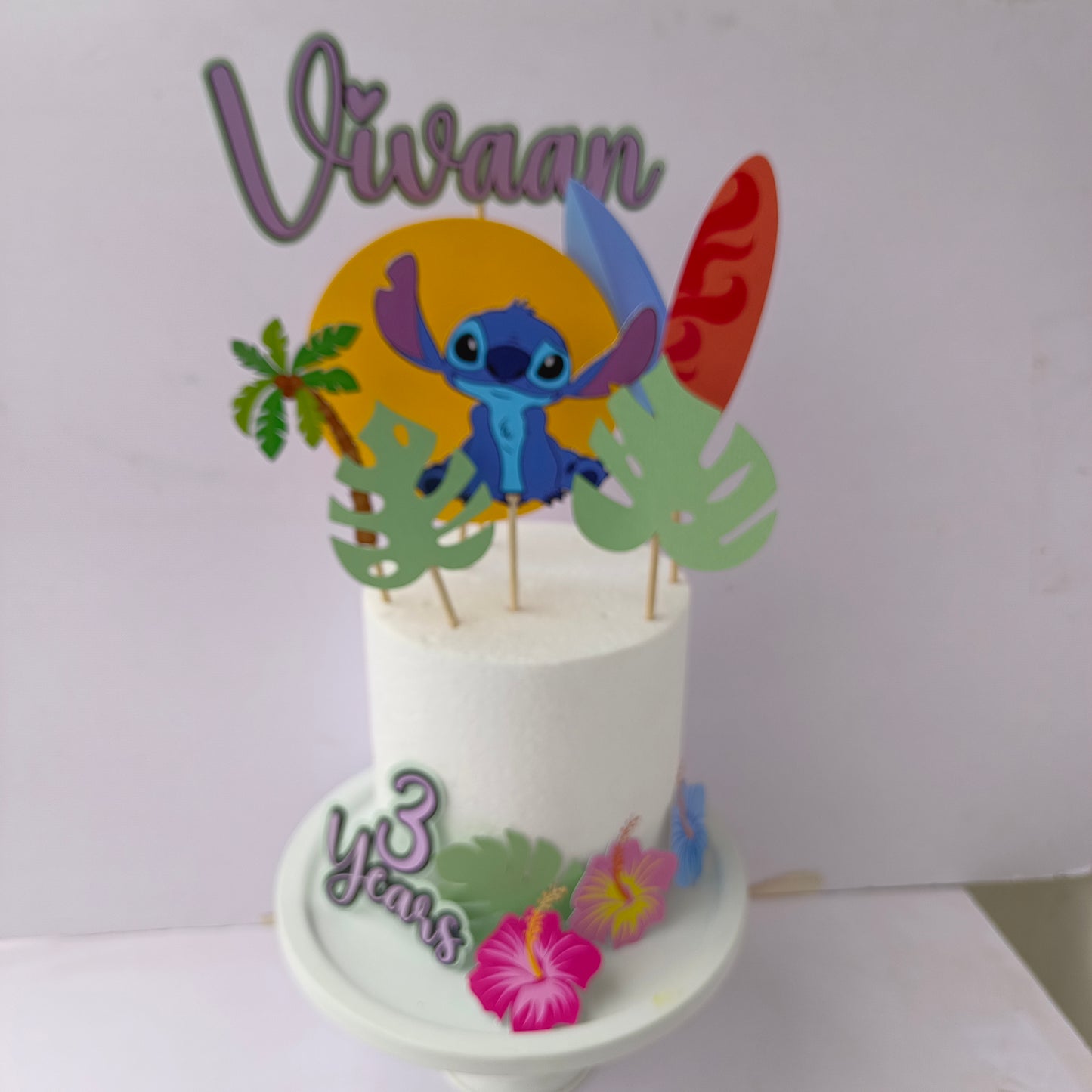 Stitch Cake Topper - Custom Name & Age - Handcrafted Party Decoration