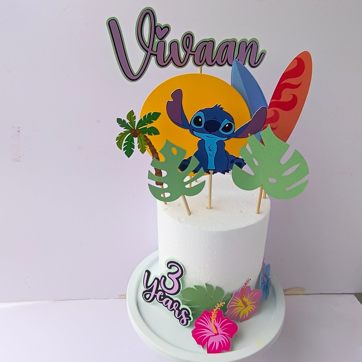 Stitch Cake Topper - Custom Name & Age - Handcrafted Party Decoration