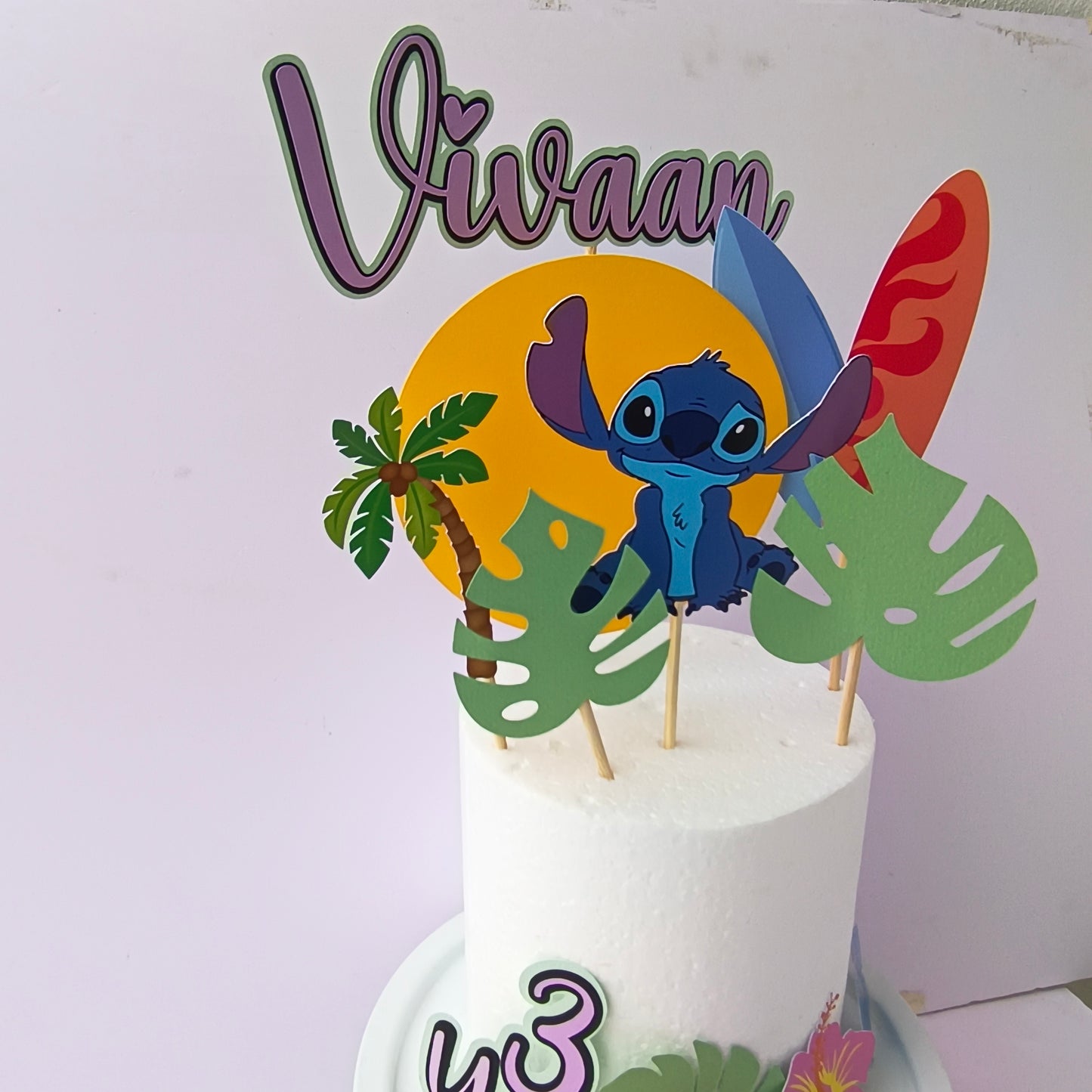 Stitch Cake Topper - Custom Name & Age - Handcrafted Party Decoration
