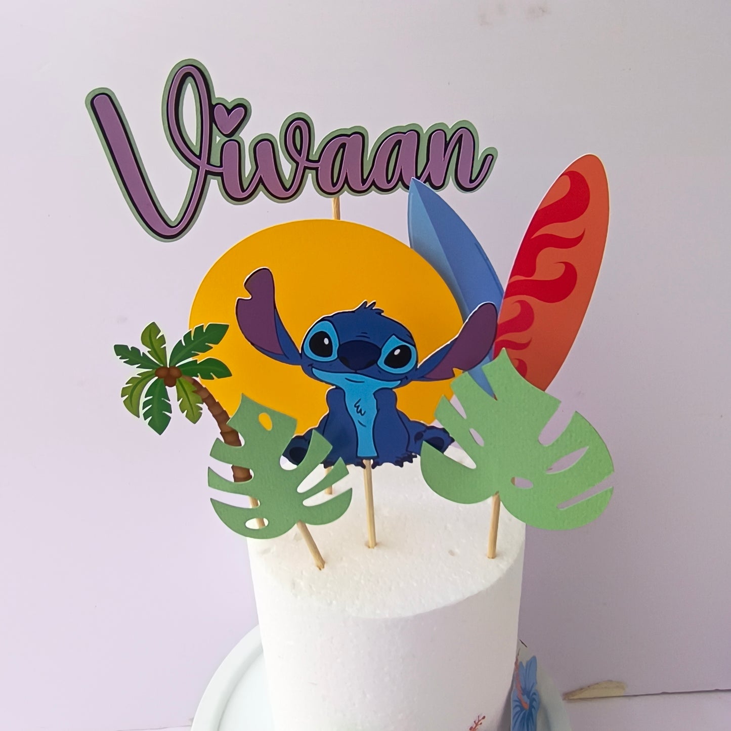 Stitch Cake Topper - Custom Name & Age - Handcrafted Party Decoration