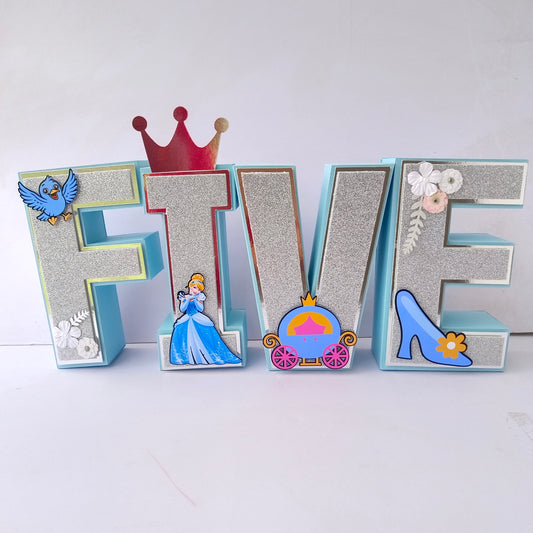 Cinderella 3D Name Letters - Customizable Birthday Decoration
