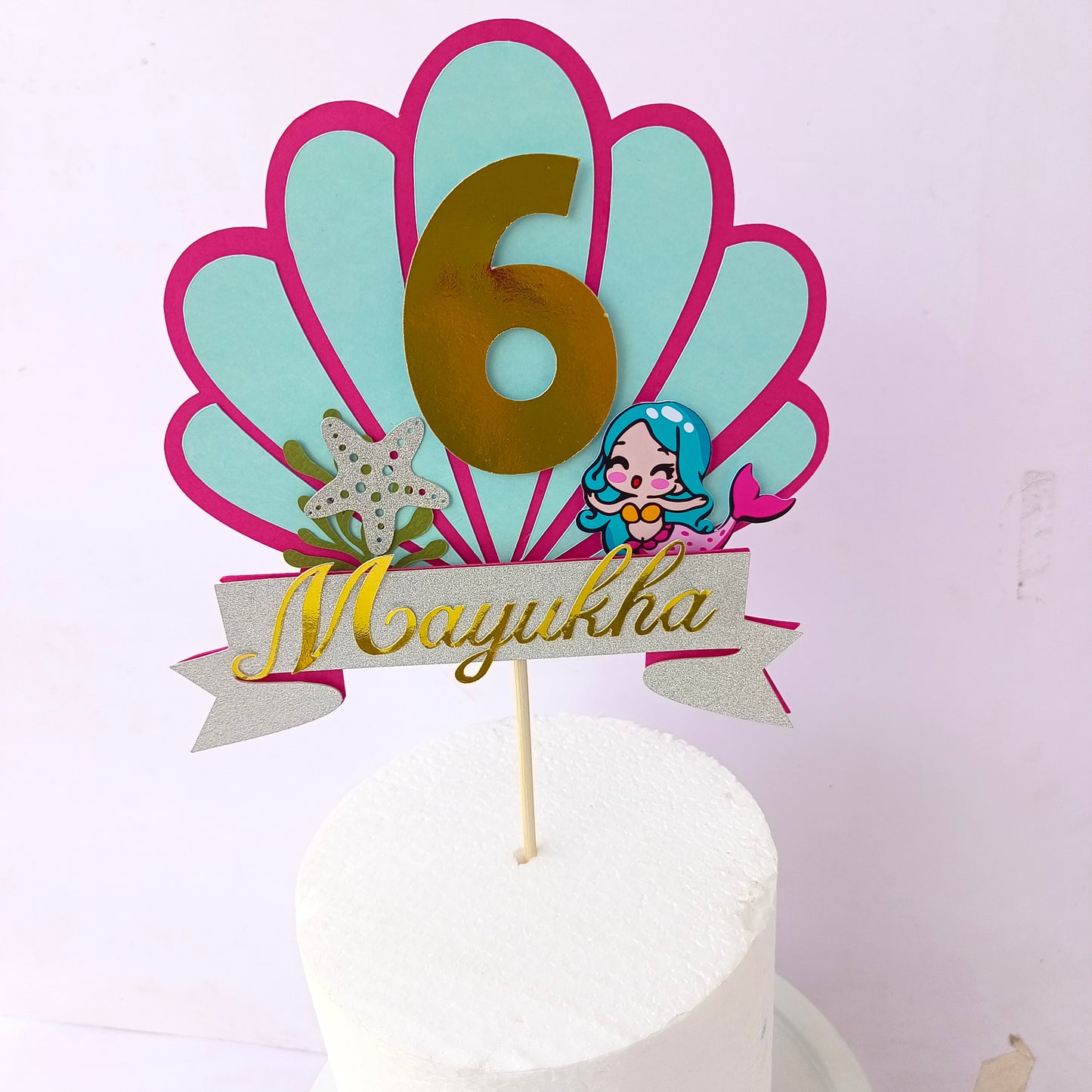 Mermaid Cake Topper - Customizable with Name and Age