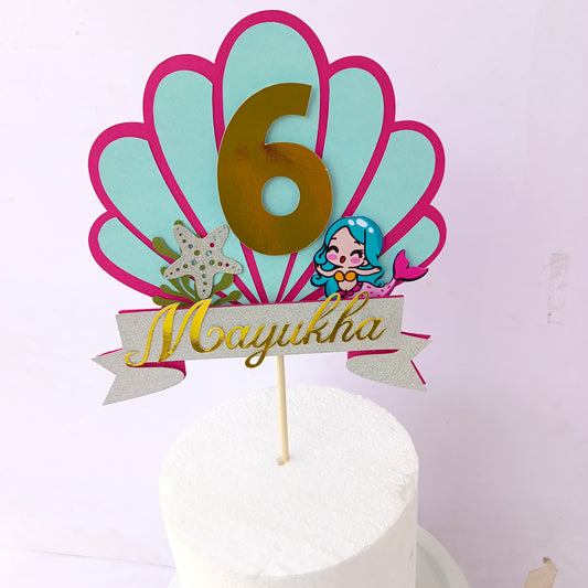 Mermaid Cake Topper - Customizable with Name and Age