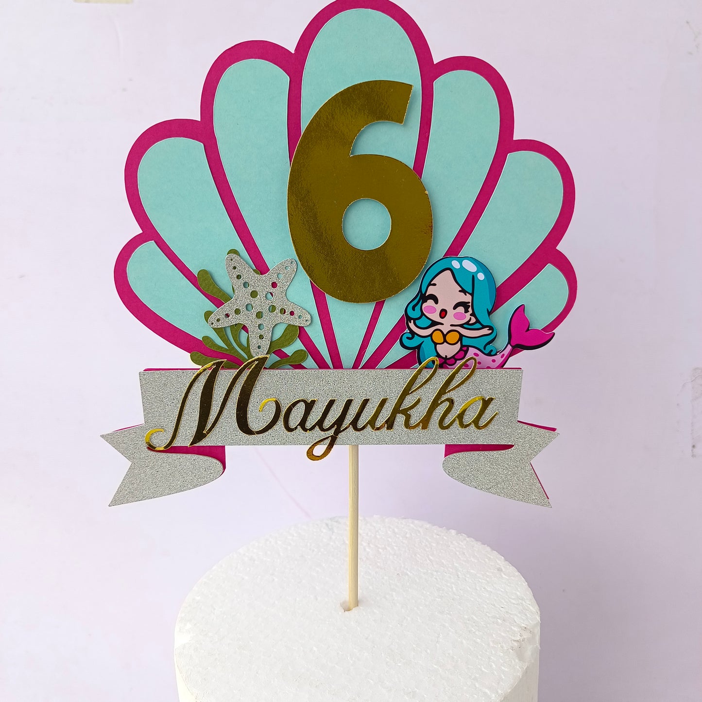 Mermaid Cake Topper - Customizable with Name and Age