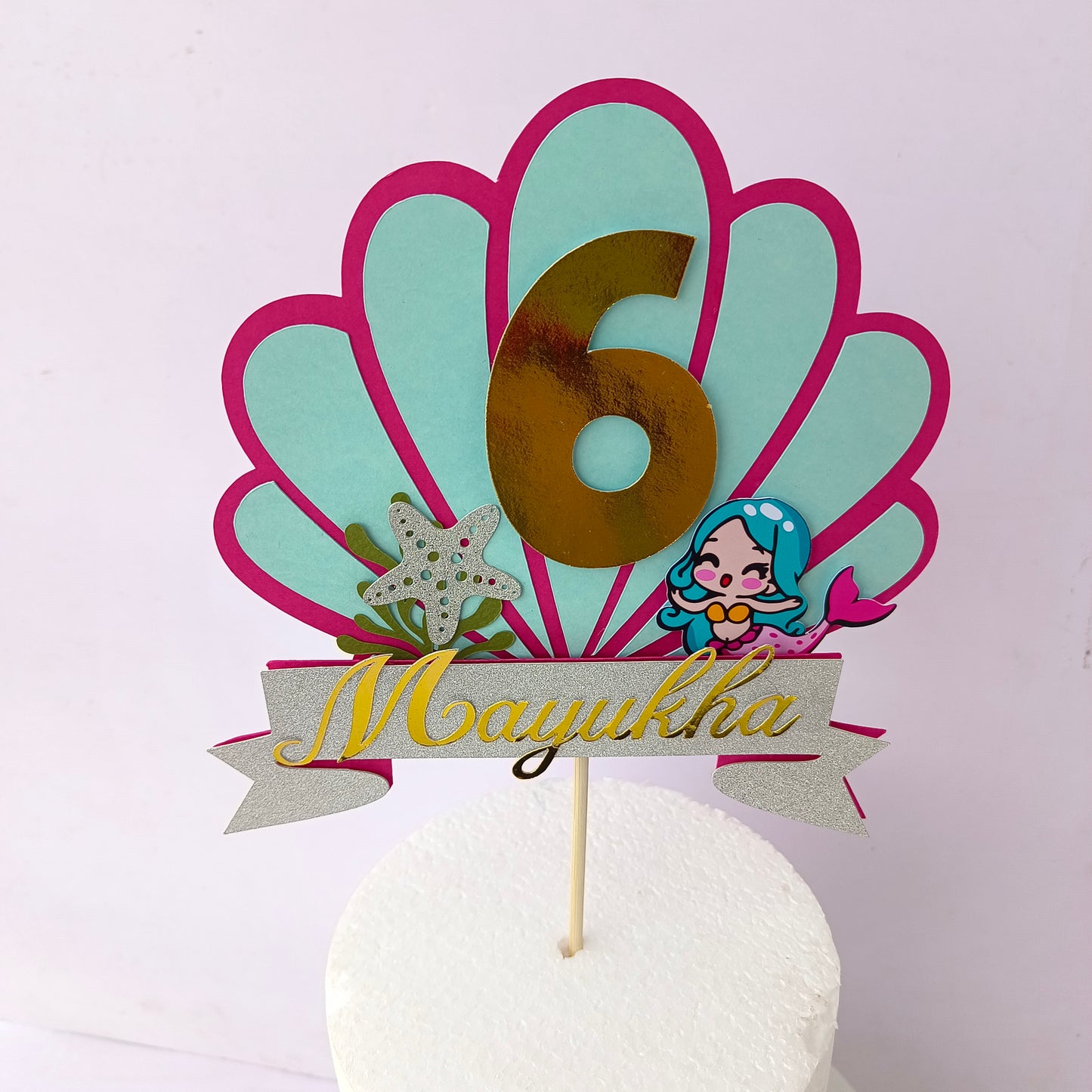 Mermaid Cake Topper - Customizable with Name and Age