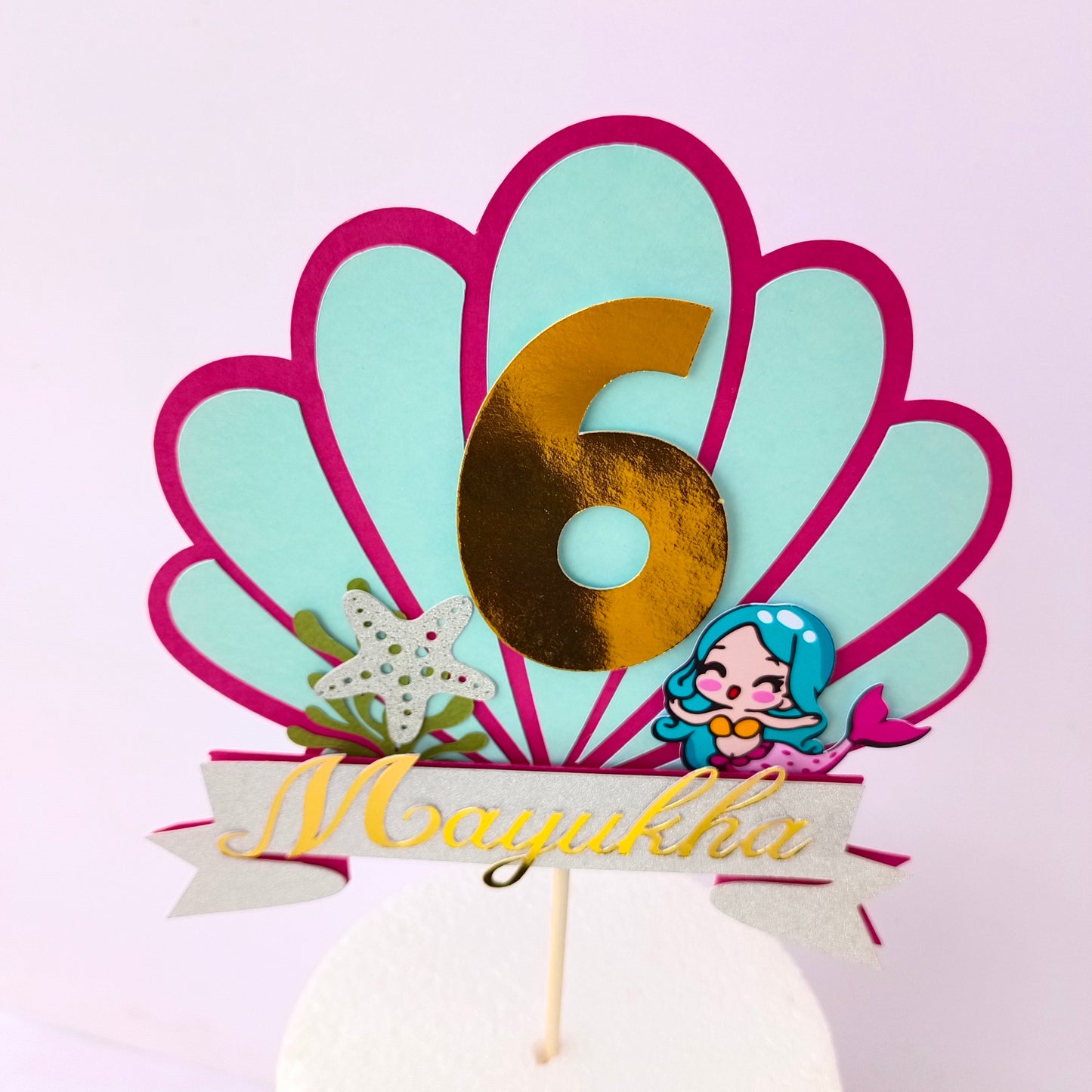 Mermaid Cake Topper - Customizable with Name and Age