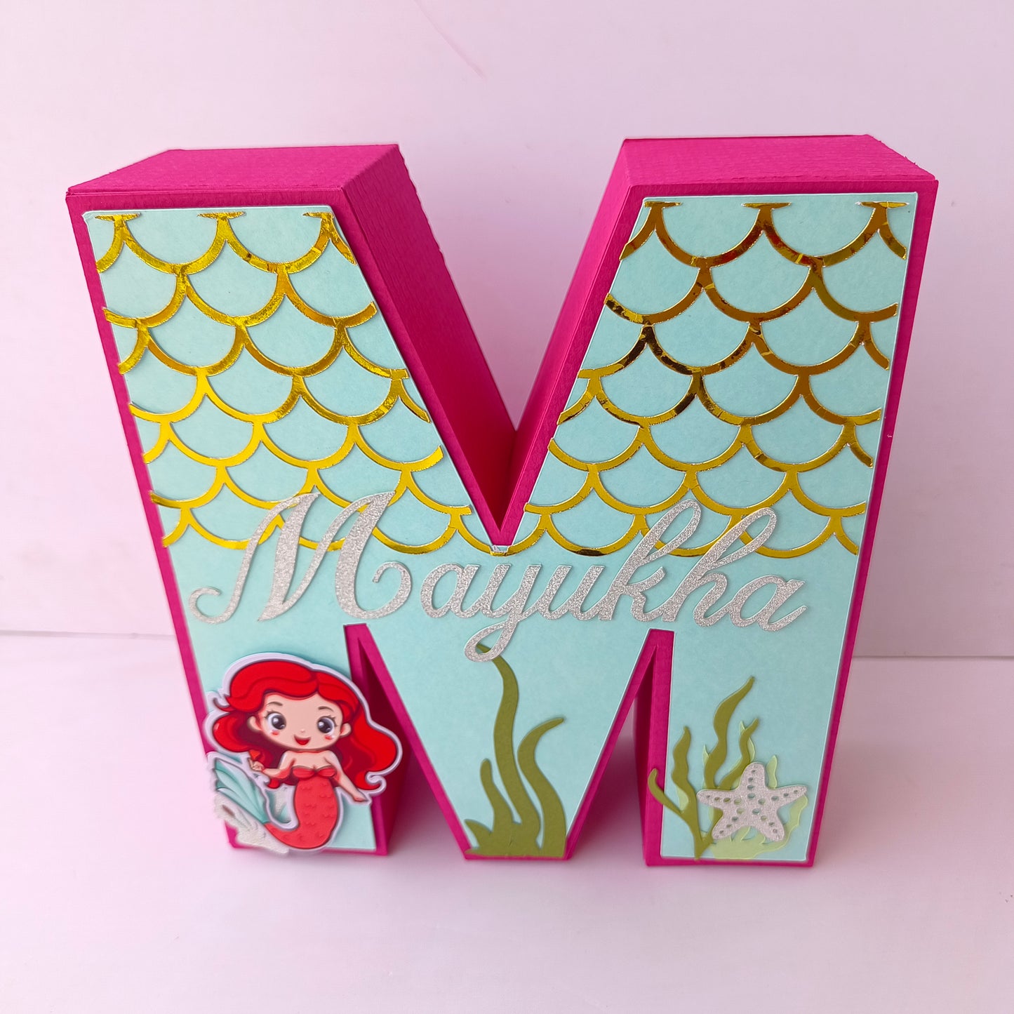 Mermaid 3D Letter Birthday Decoration - Customizable with Name or Age