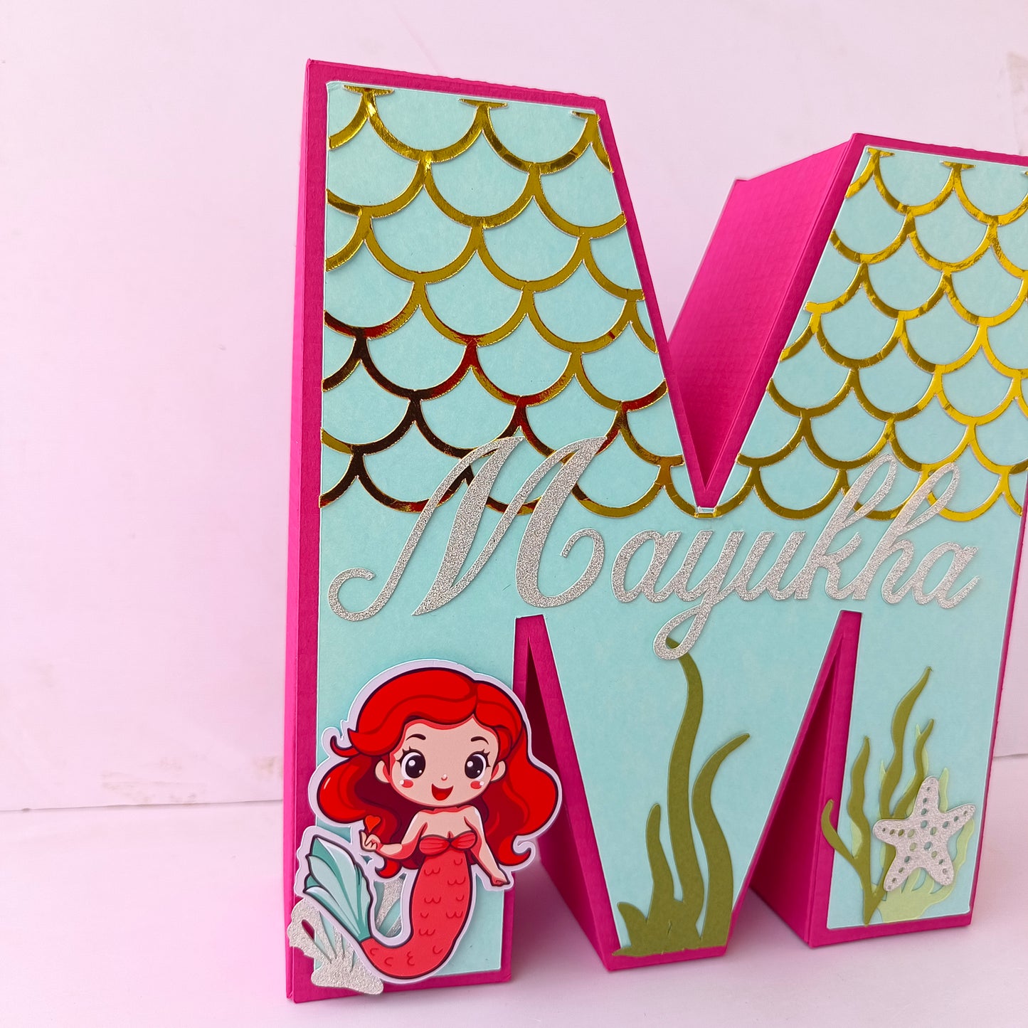 Mermaid 3D Letter Birthday Decoration - Customizable with Name or Age