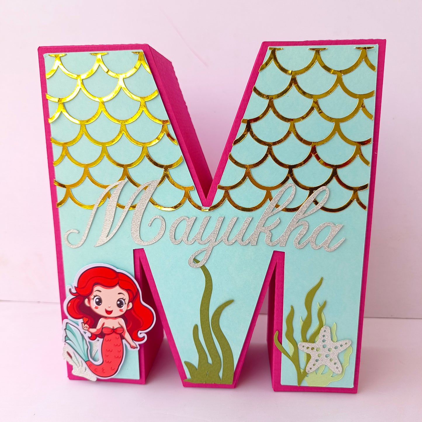 Mermaid 3D Letter Birthday Decoration - Customizable with Name or Age