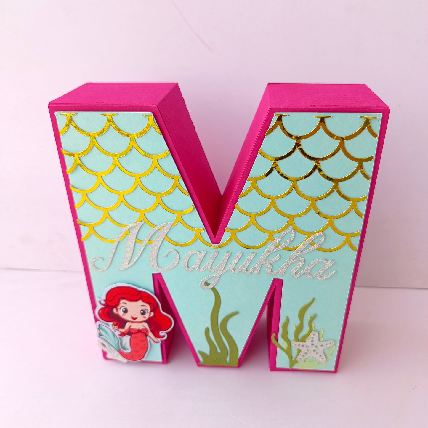 Mermaid 3D Letter Birthday Decoration - Customizable with Name or Age
