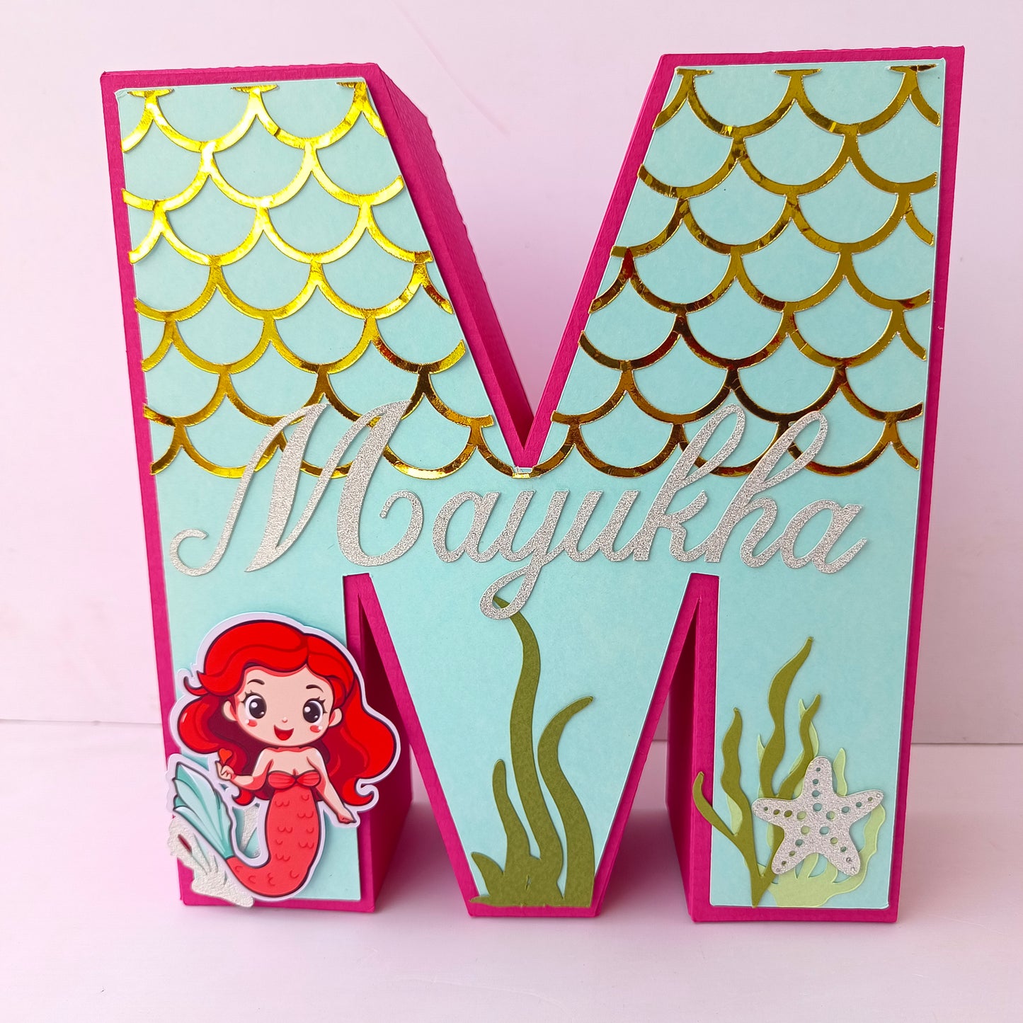 Mermaid 3D Letter Birthday Decoration - Customizable with Name or Age