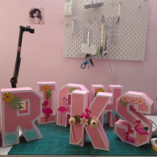 Flamingo Theme 3D Name Letters