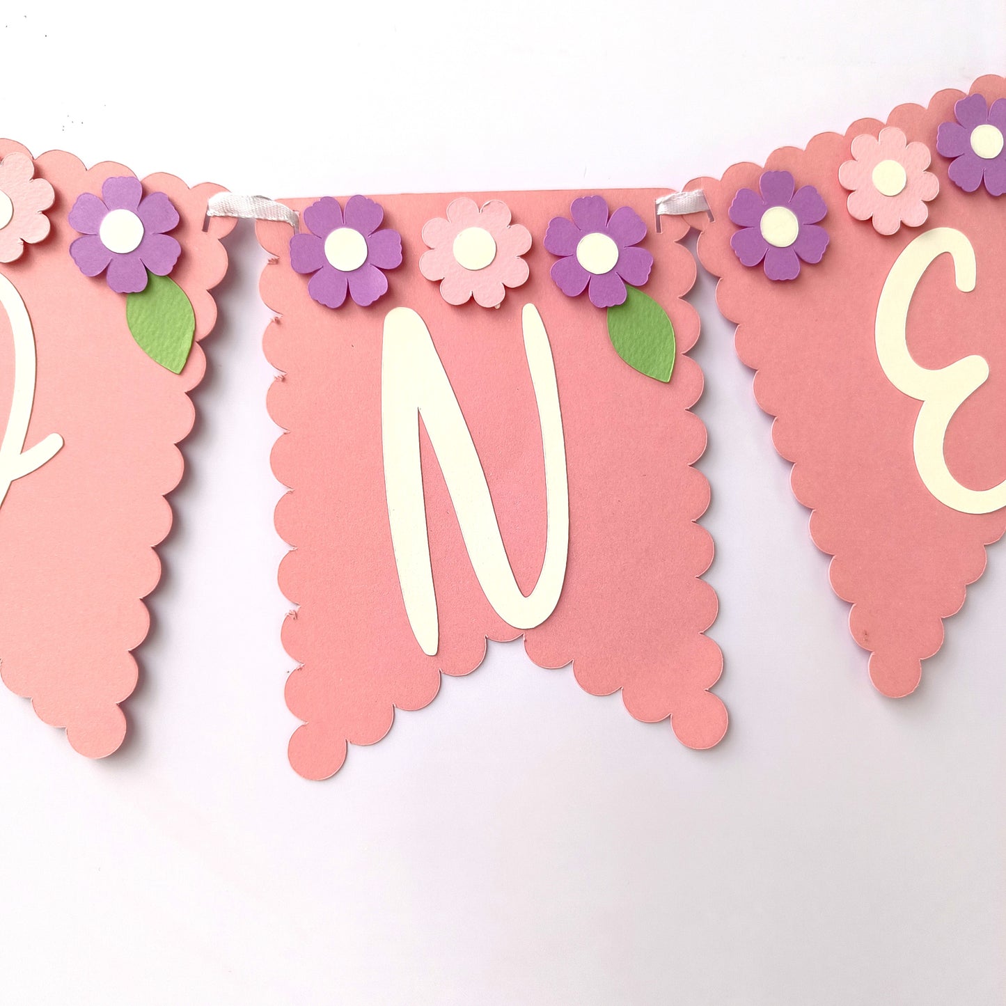 Flower High Chair Banner & Cake Topper Set - Handcrafted Party Decoration