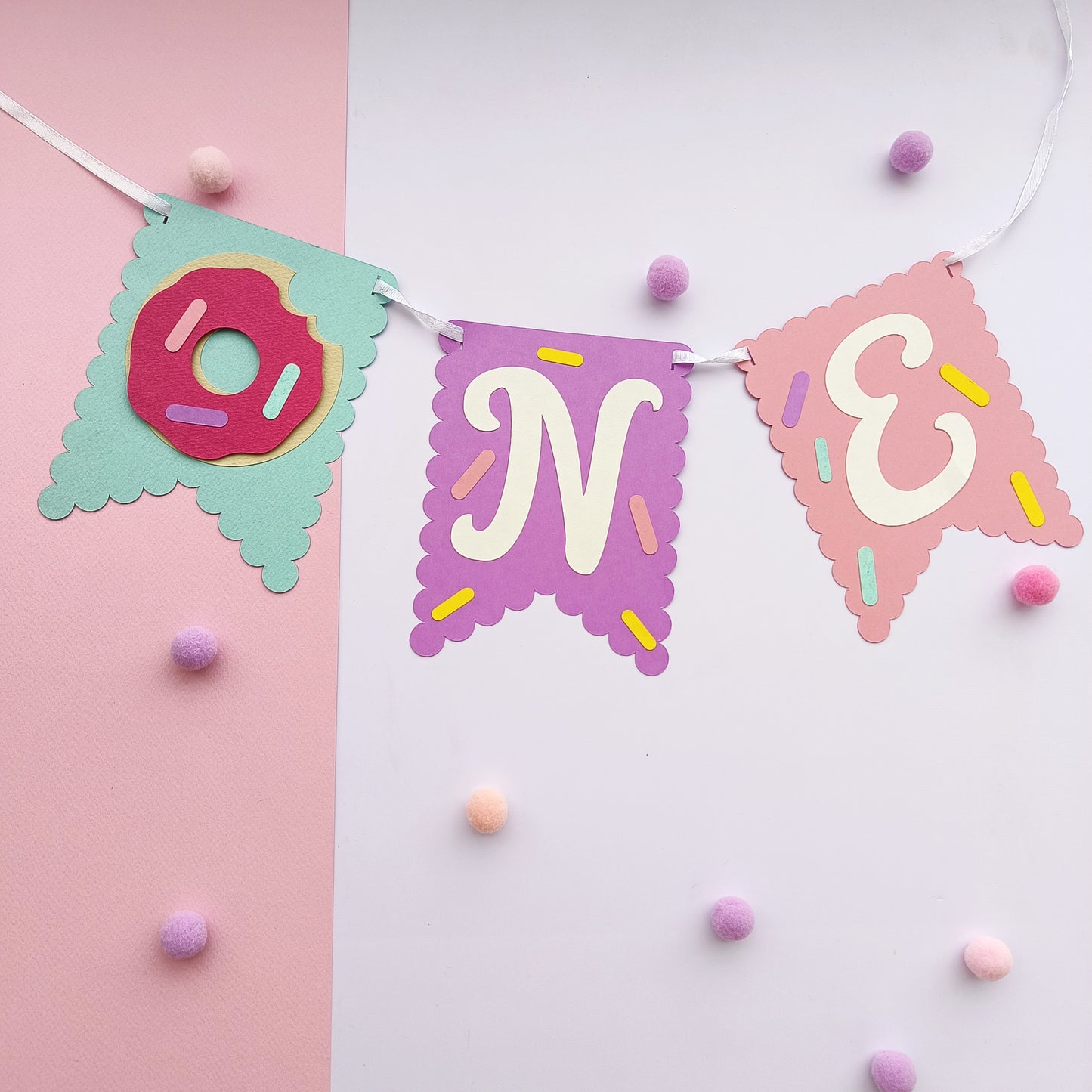 Donut High Chair Banner & Cake Topper Set - Handcrafted Party Decoration