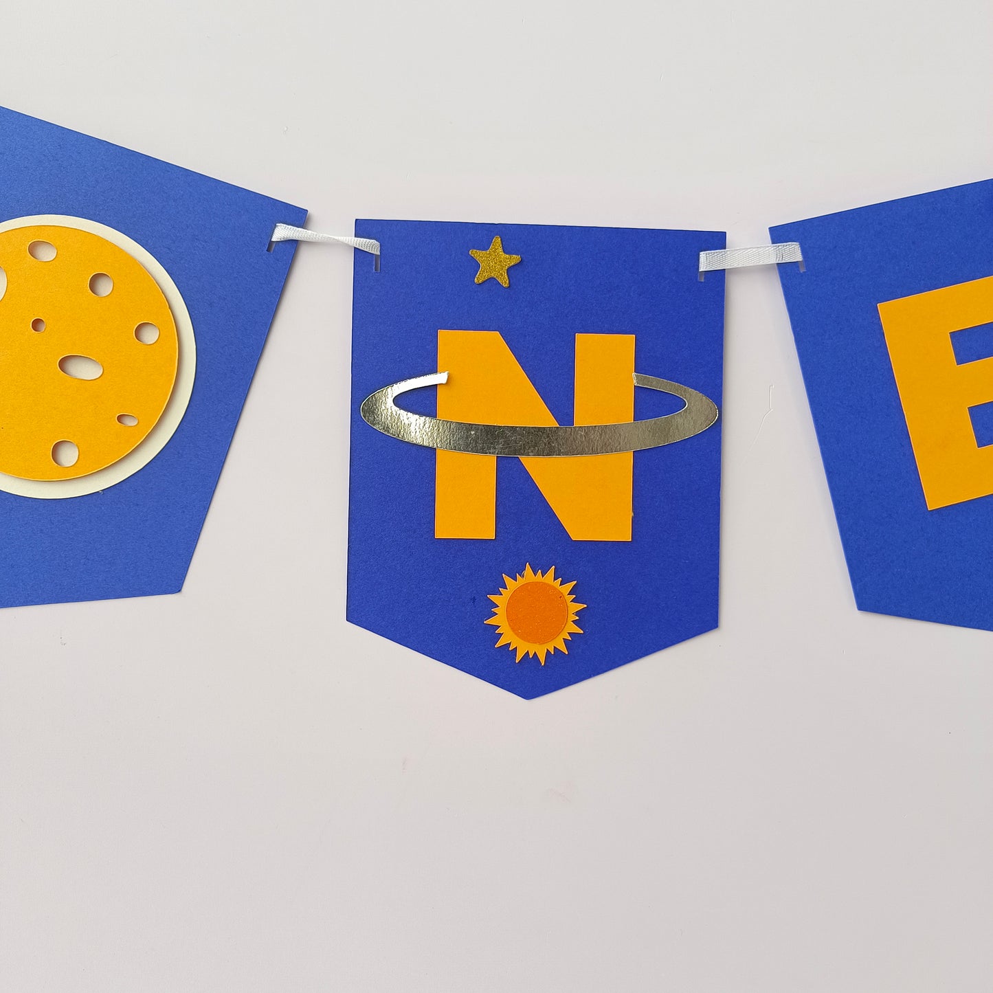 Space High Chair Banner & Cake Topper Set - Handcrafted Party Decoration