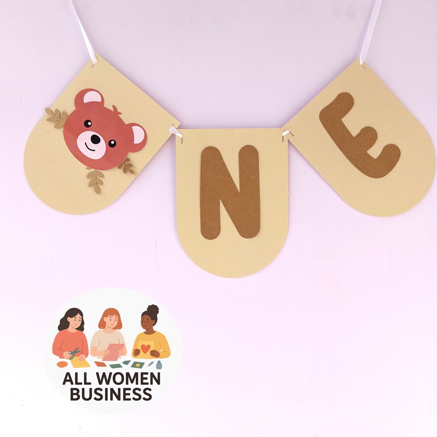 Teddy high chair banner and cake topper: