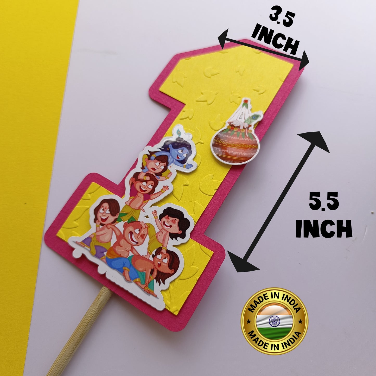 Krishna High Chair Banner & Cake Topper Set - Handcrafted Party Decoration