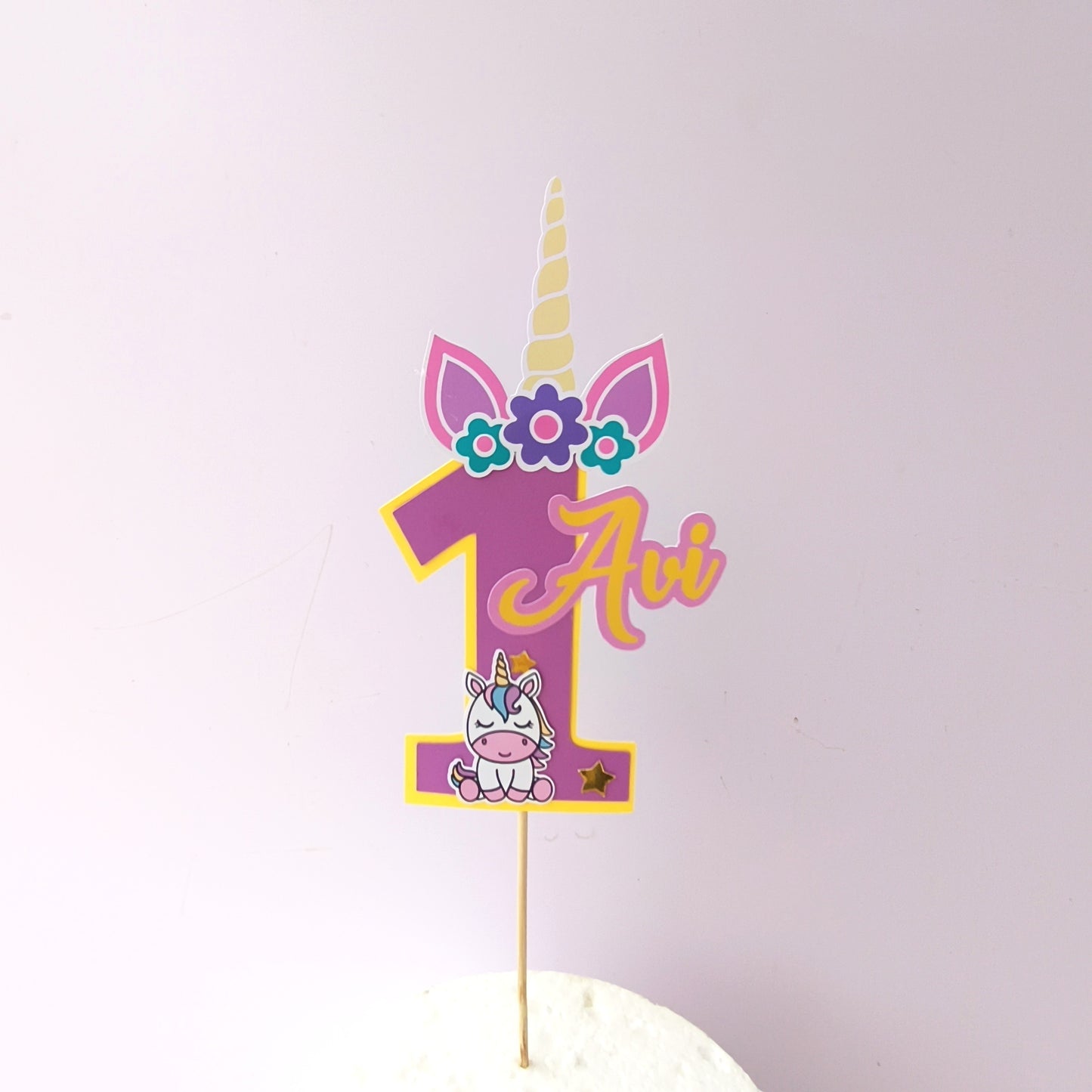 Unicorn Small Cake Topper – Handcrafted Party Decoration
