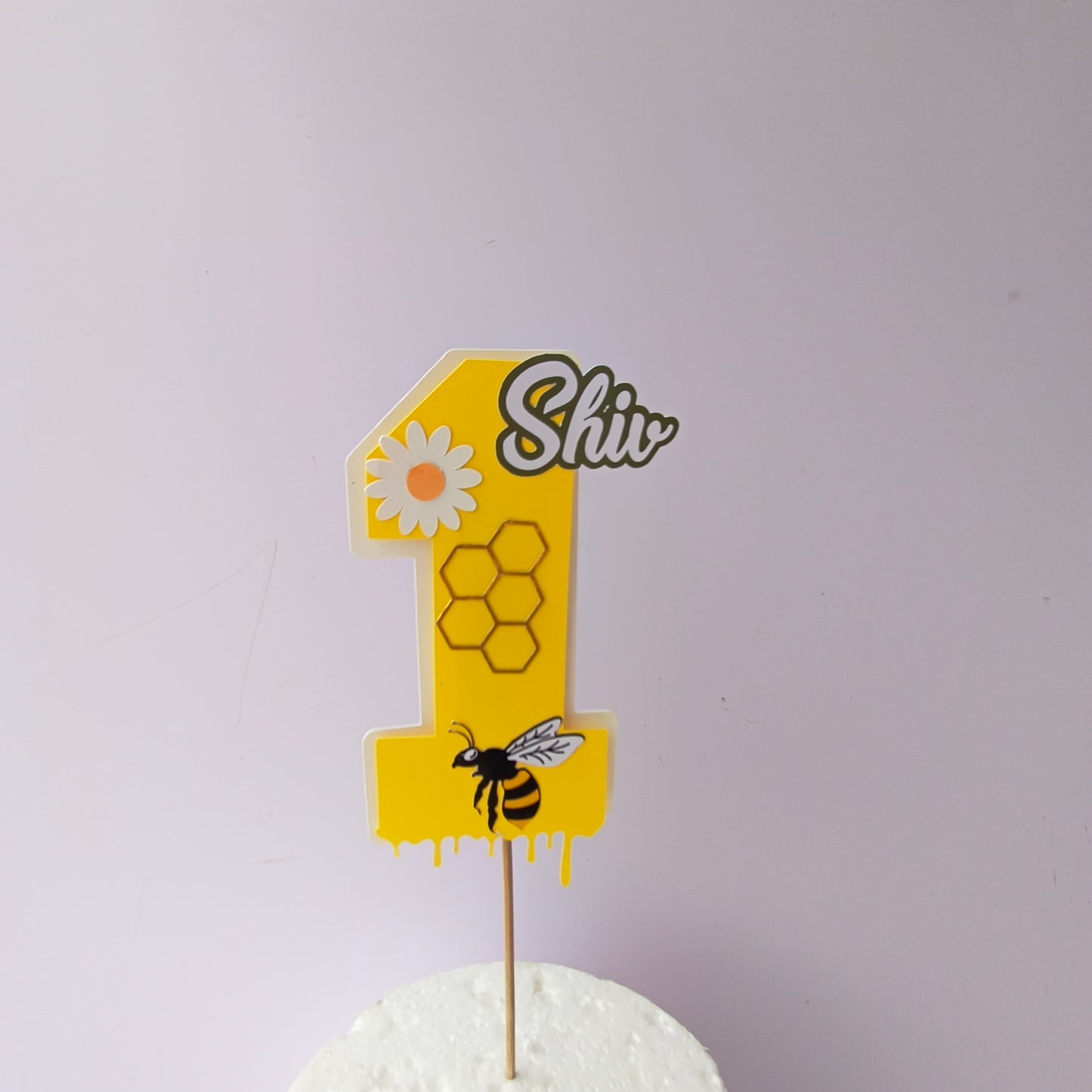 Honey Bee Small Cake Topper – Handcrafted Party Decoration