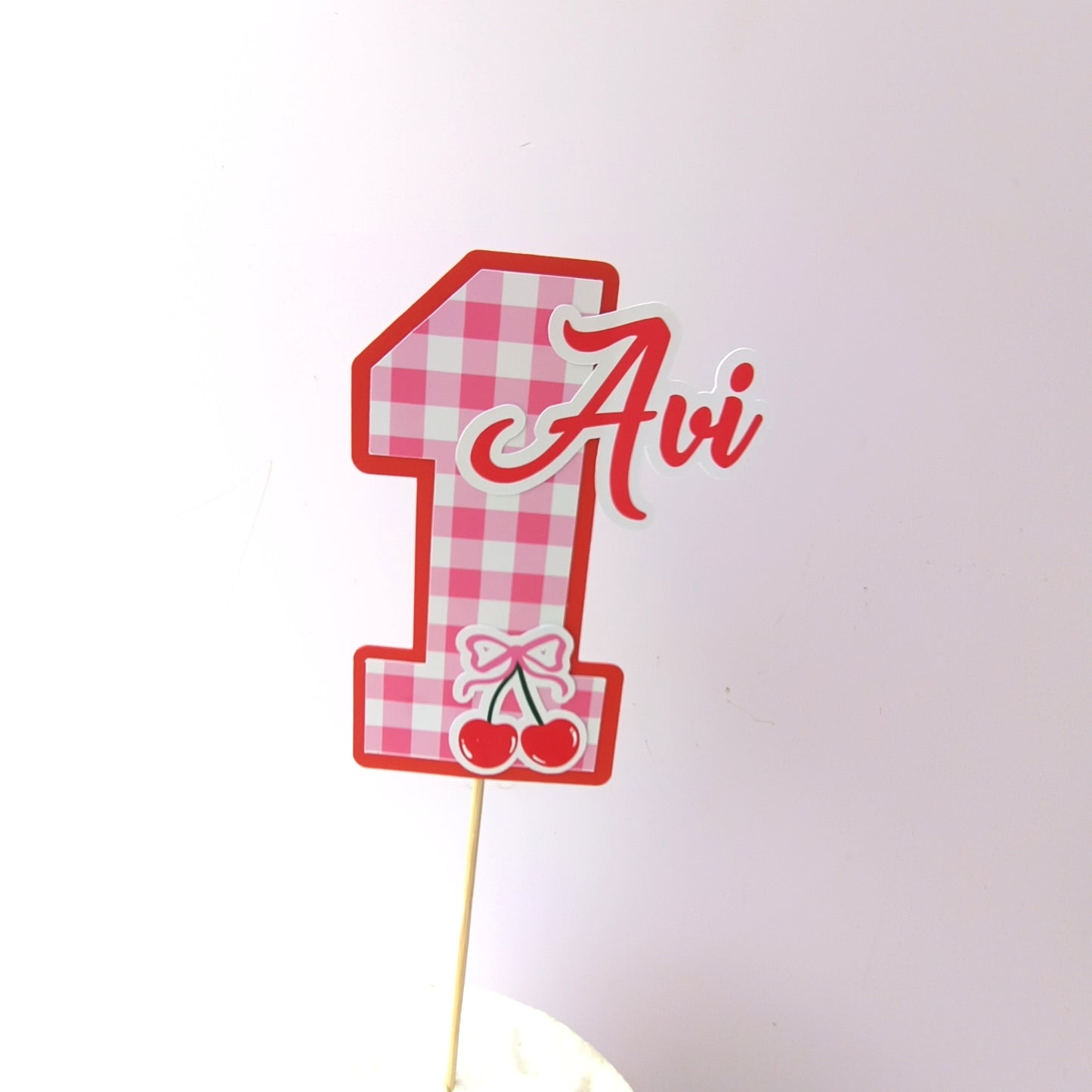 Cherry Small Cake Topper – Handcrafted Party Decoration